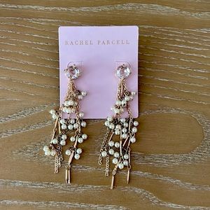 Rachel Parcell Chandelier earrings with crystal and white pearl detail